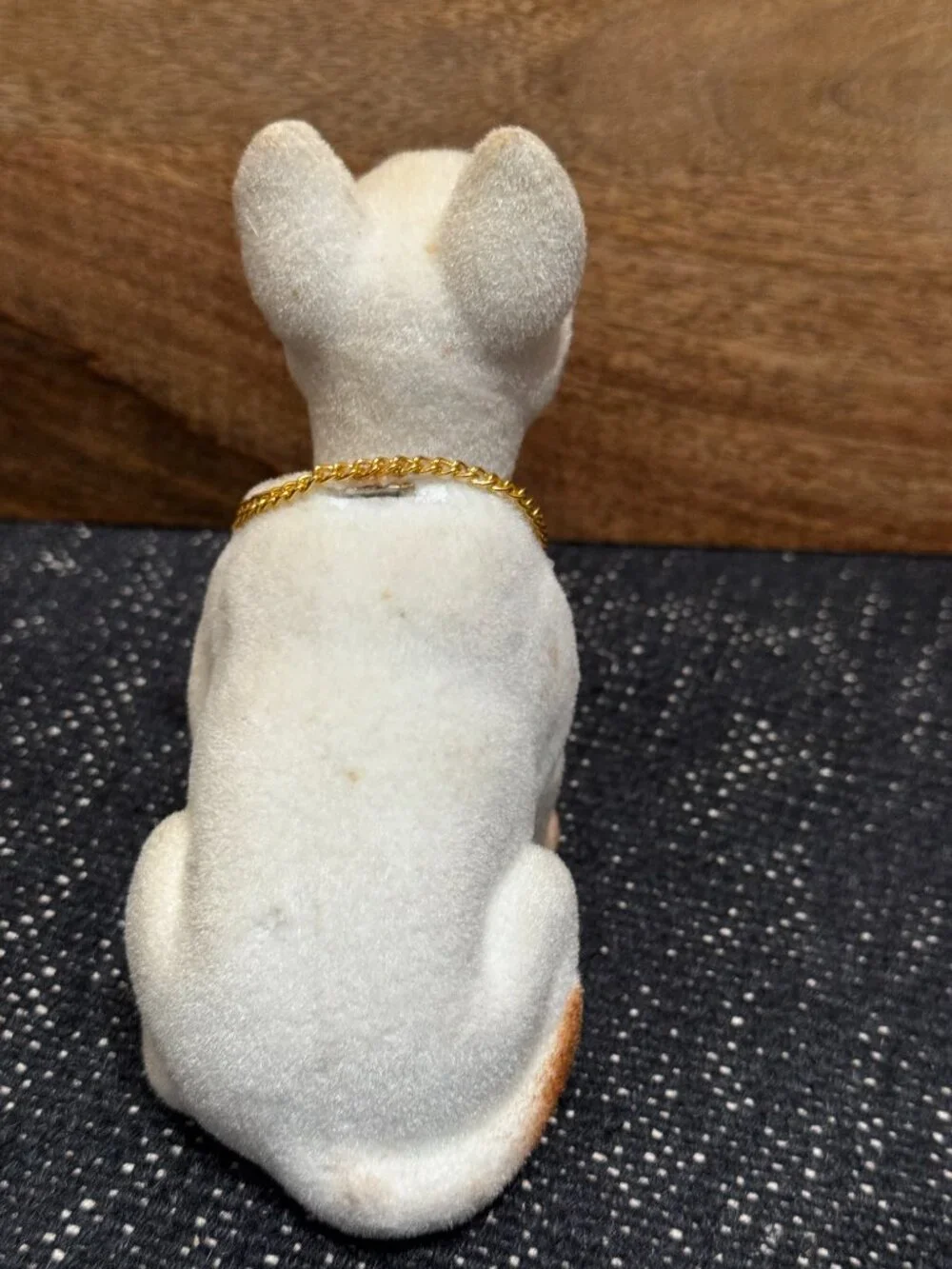 English Bull Terrier Nodder Bobble Dog Flocked Figurine, Vintage Circa 1980-90s